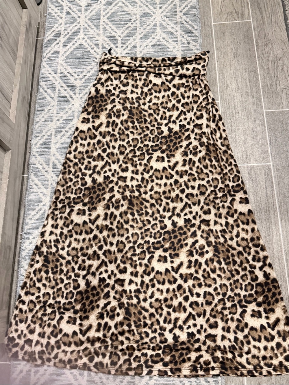 Azules Leopard Print A-Line Skirt - Beige and Brown